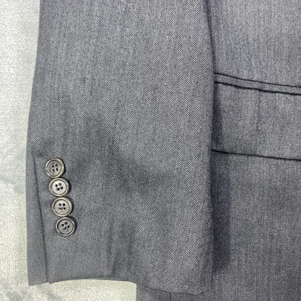 Brooks Brothers Blazer Mens 40L Gray Madison Herringbone Wool Union Made‎ USA